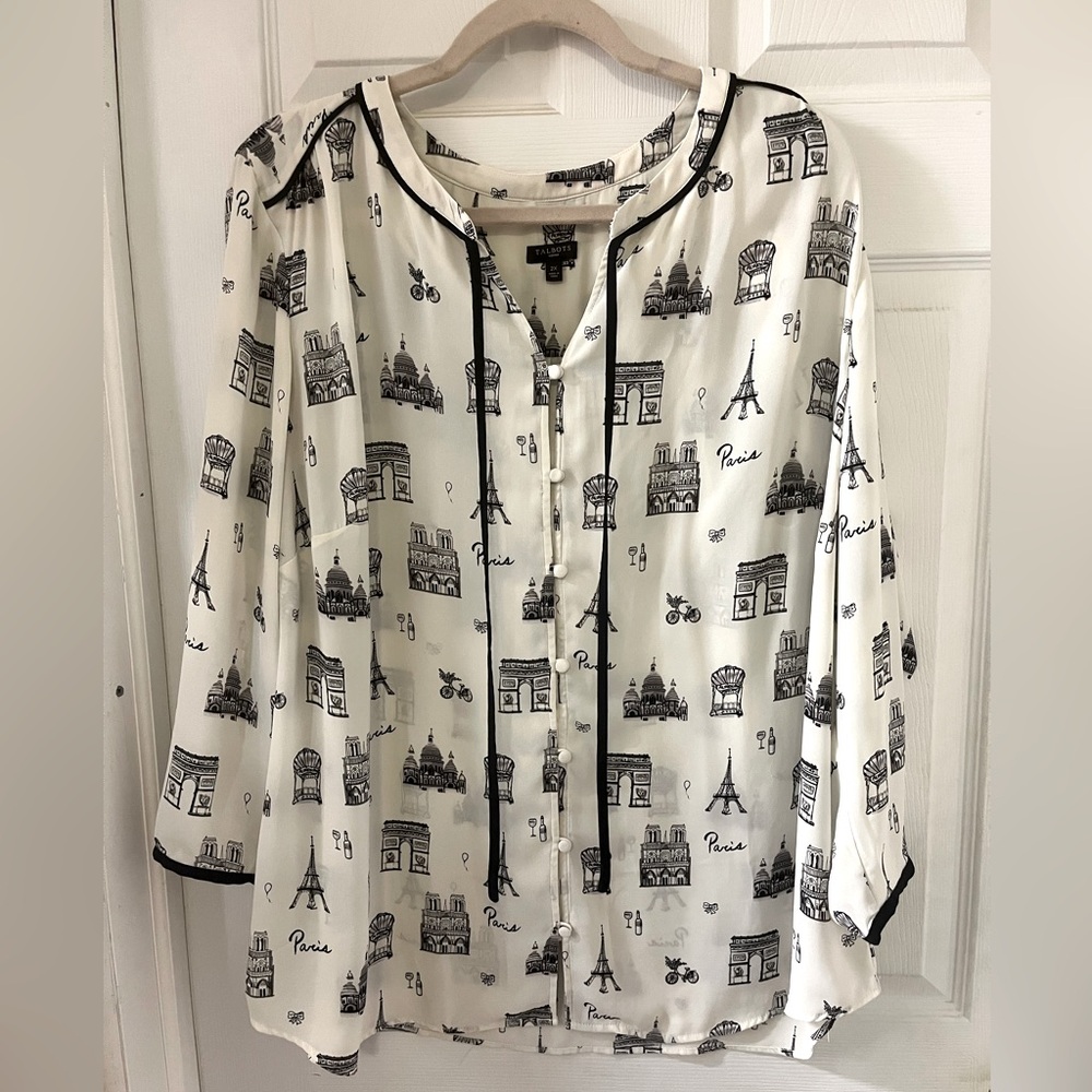 Paris theme blouse by Talbots